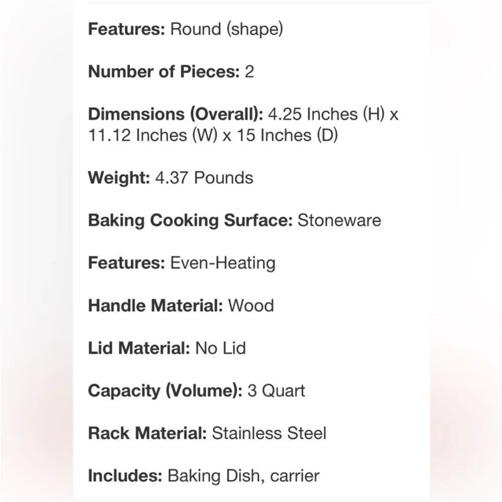 HEARTH & HAND oven to table fluted stoneware round‎ baking dish with carrier